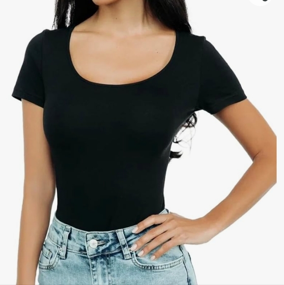  Women's Bodysuits Round Neck Short Sleeve - Picture 3 of 8